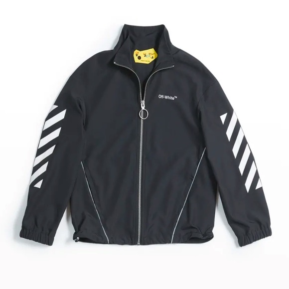 Boys off-white Helvetica logo striped track jacket size 6